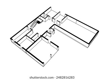 house architectural drawing 3d illustration