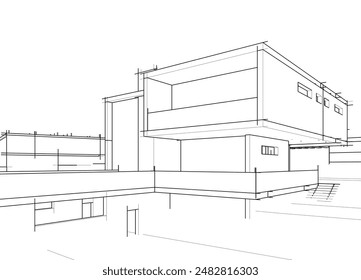 casa dibujo arquitectónico ilustración 3d