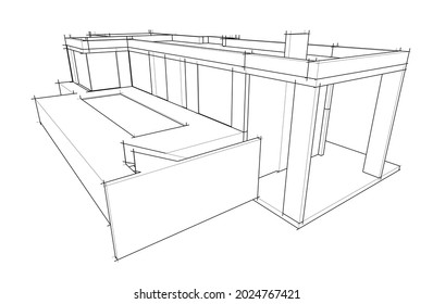 house architectural drawing vector illustration