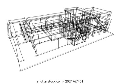 house architectural drawing vector illustration