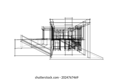 house architectural drawing vector illustration