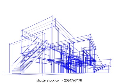 house architectural drawing vector illustration