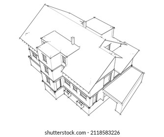 Ilustración vectorial del dibujo de la arquitectura de la casa