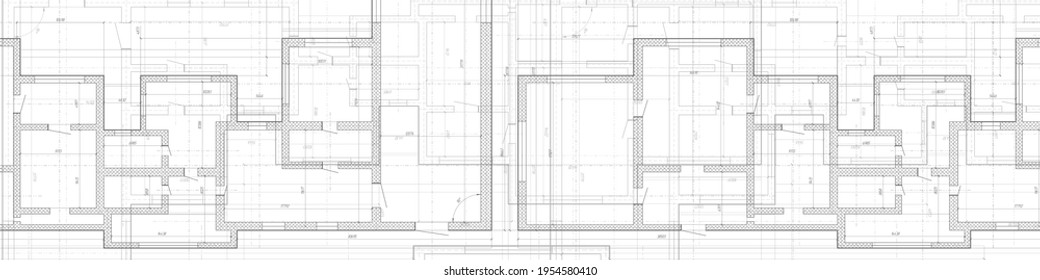 Plano arquitectónico de la casa .Diseño de ingeniería. Proyecto arquitectónico en una hoja blanca de papel .Vector , ilustración.