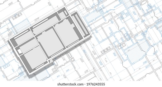 House architectural plan .Technical drawing background.Engineering design .Vector illustration.