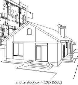 House architectural project 3D illustration