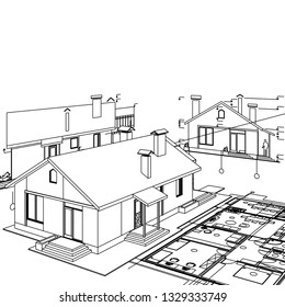 House architectural project 3D illustration