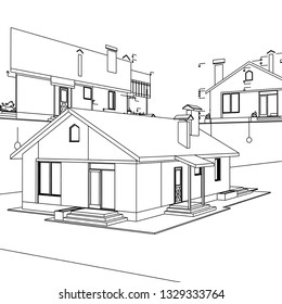 House architectural project 3D illustration