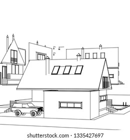 House architectural project 3D illustration