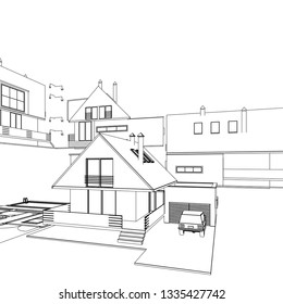 House architectural project 3D illustration