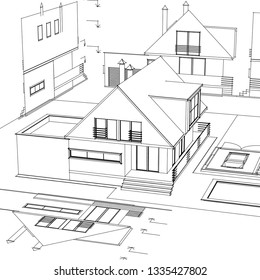 House architectural project 3D illustration