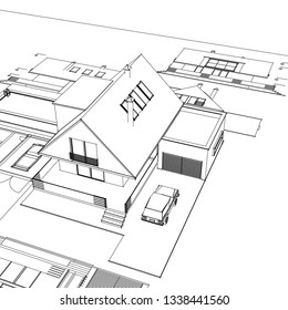 House architectural project 3D illustration