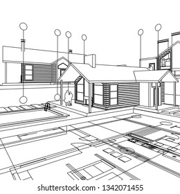 House architectural project 3D illustration