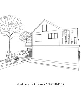 House architectural project 3D illustration