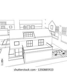 House architectural project 3D illustration