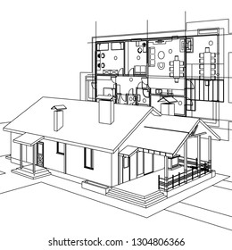 house, architectural project, sketch