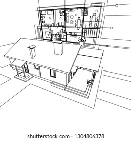 house, architectural project, sketch