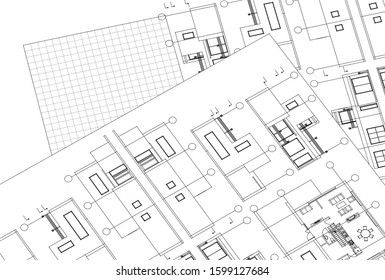 house architectural project sketch 3d illustration