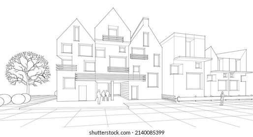Bauprojektskizze 3D-Illustration