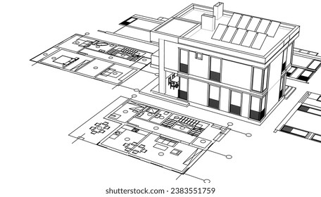 Bauprojektskizze 3D-Illustration	
