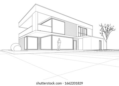 Gebäudearchitektur, 3D-Illustration