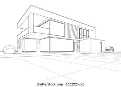 Gebäudearchitektur, 3D-Illustration