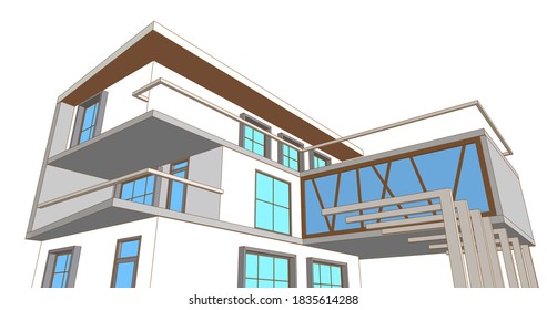 dibujo arquitectónico casero ilustración 3d