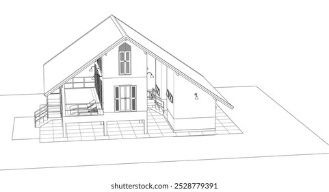 house architectural sketch 3d illustration	