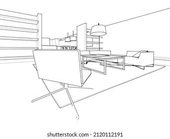 ilustración vectorial del esbozo de arquitectura de casa