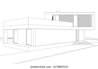 house architecture design 3d illustration
