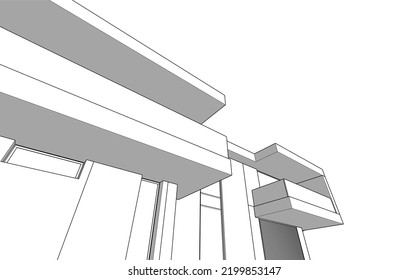 house architecture design 3d illustration