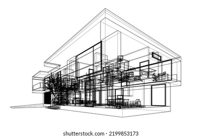 house architecture design 3d illustration