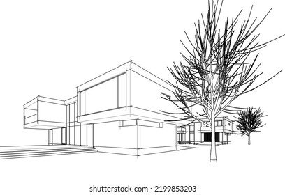 diseño de arquitectura de casa ilustración 3d
