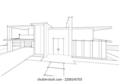 house architecture design 3d illustration