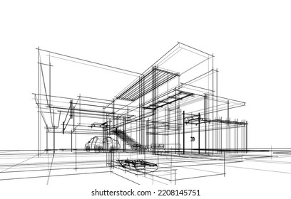 diseño de arquitectura de casa ilustración 3d