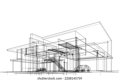 house architecture design 3d illustration