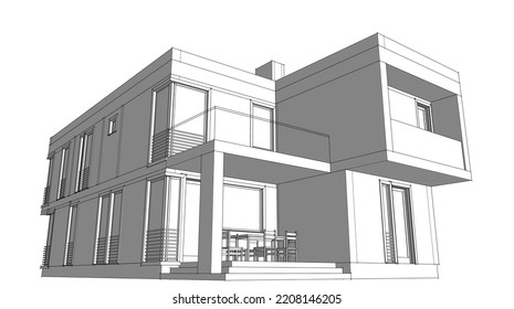 house architecture design 3d illustration