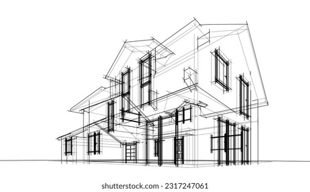 house architecture design 3d illustration
