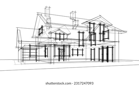 house architecture design 3d illustration