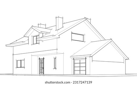 house architecture design 3d illustration