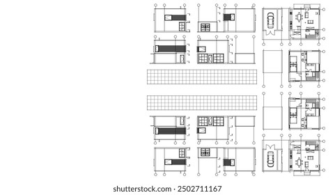  Plan de arquitectura de la casa ilustración 3D
