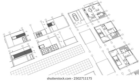  Plan de arquitectura de la casa ilustración 3D