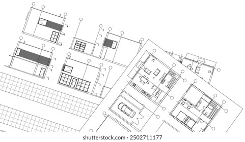  3D-Illustration des Hausarchitekturplans