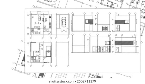  Plan de arquitectura de la casa ilustración 3D