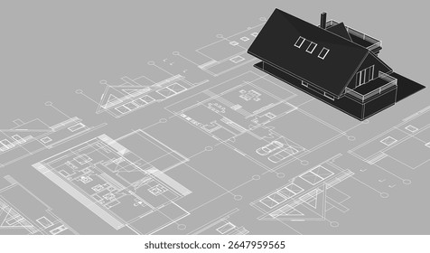 house architecture plan 3d illustration
