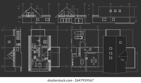 house architecture plan 3d illustration