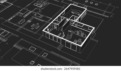 3D-Illustration des Hausarchitekturplans