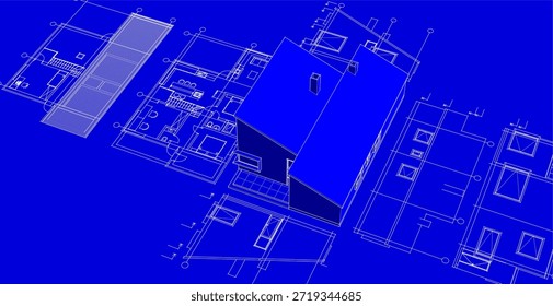 Plan de arquitectura de la casa ilustración 3D	