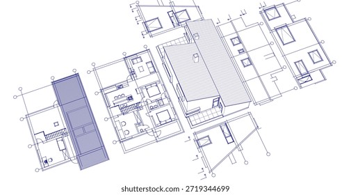 house architecture plan 3d illustration	