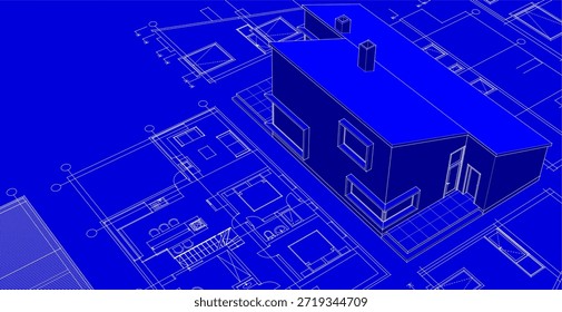 house architecture plan 3d illustration	